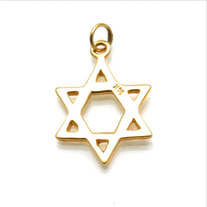 14k Yellow Gold Traditional Jewish Star of David Pendant - JewelryJudaica