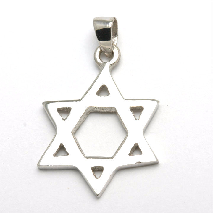 14k White Gold Jewish Star of David Pendant - JewelryJudaica