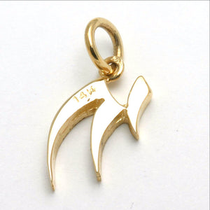 14k Yellow gold Chai Pendant Solid Modern - JewelryJudaica