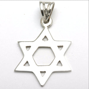 14k White Gold Jewish Star of David Large Pendant - JewelryJudaica