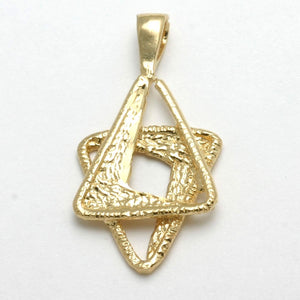 14k Yellow Gold Jewish Star of David Pendant Modern Diamond Cut - JewelryJudaica