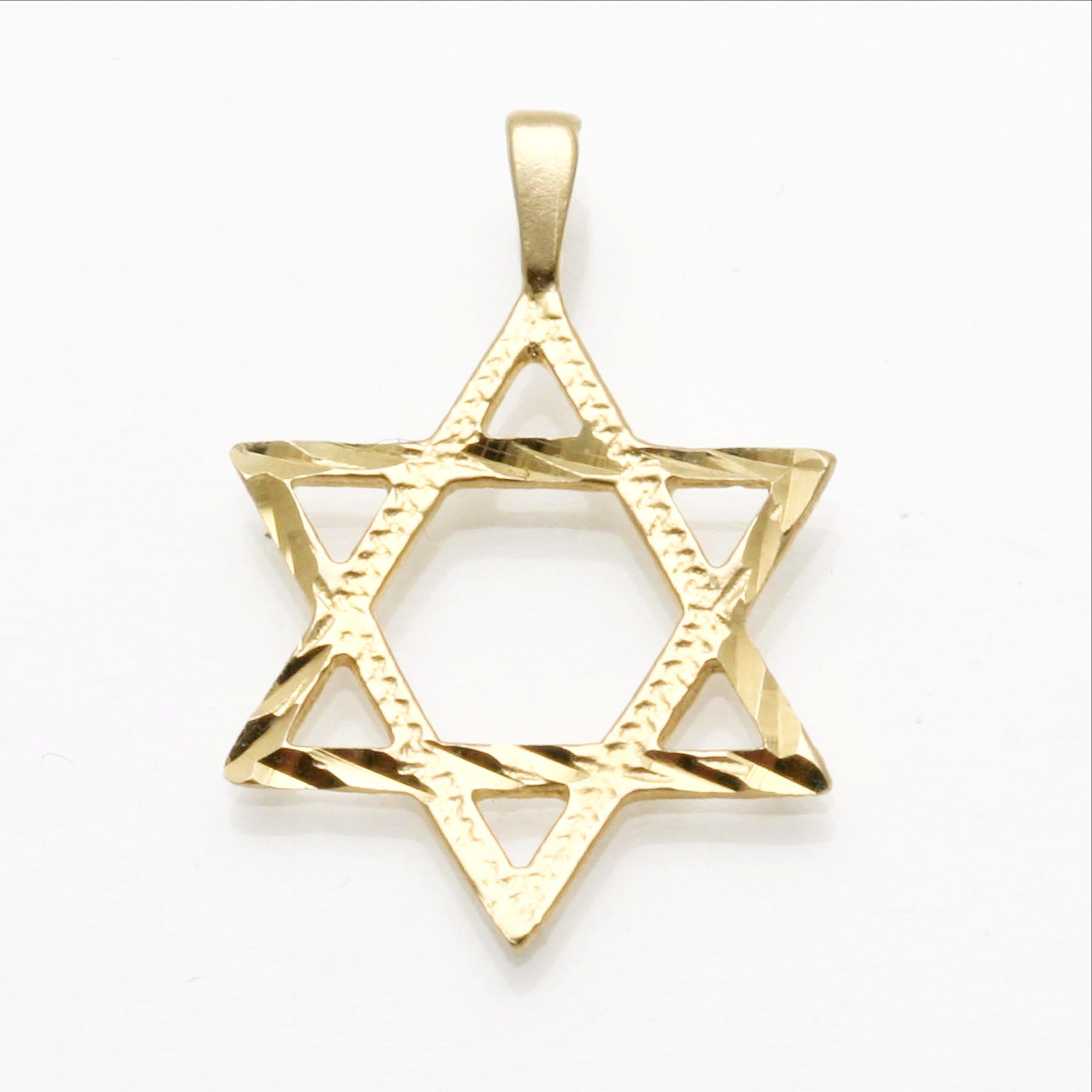 14k Yellow Gold Jewish Star of David Pendant Engraved - JewelryJudaica