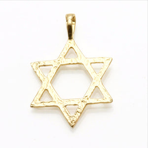 14k Yellow Gold Jewish Star of David Pendant Engraved - JewelryJudaica