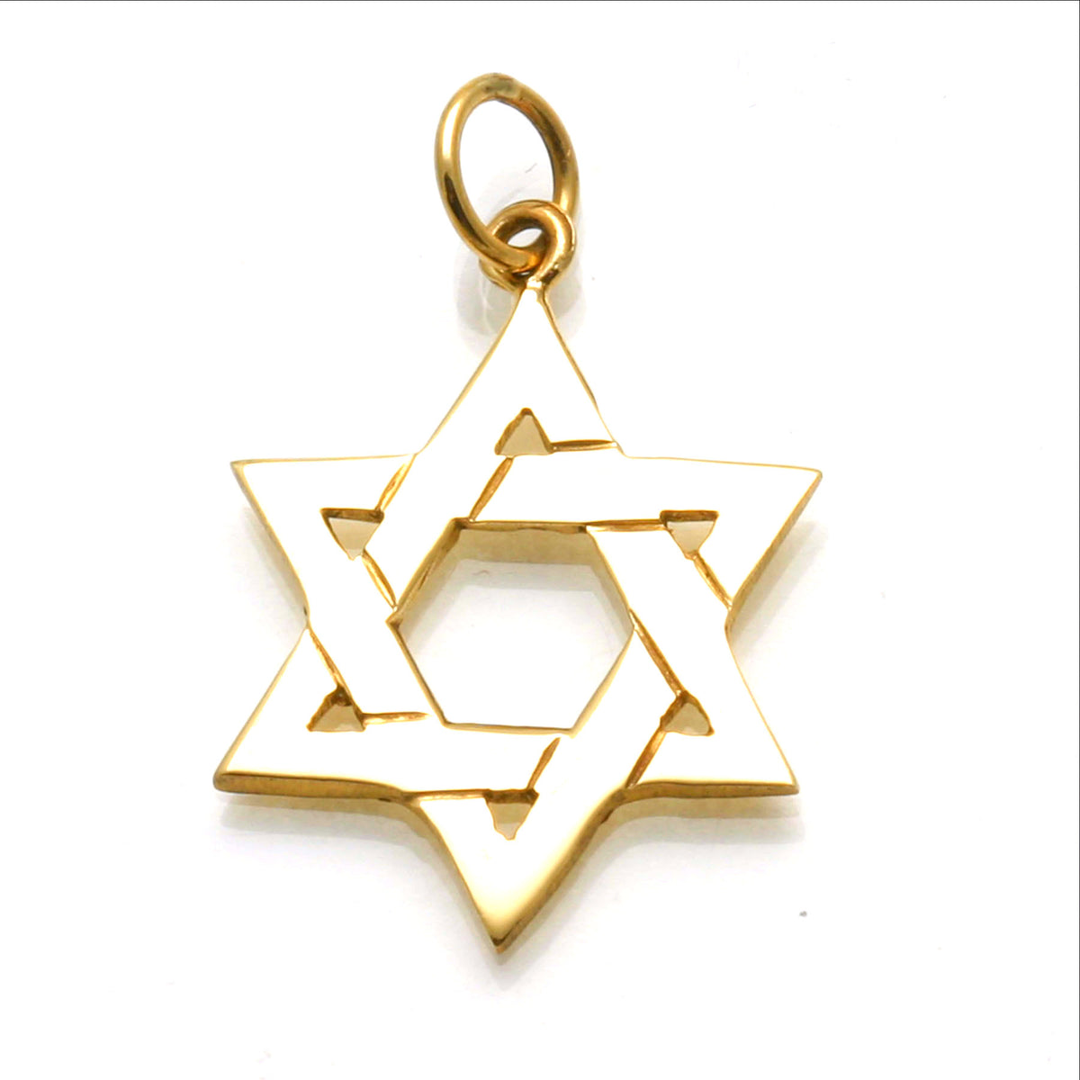 14k Yellow Gold Classic Woven Star of David Pendant Solid - JewelryJudaica
