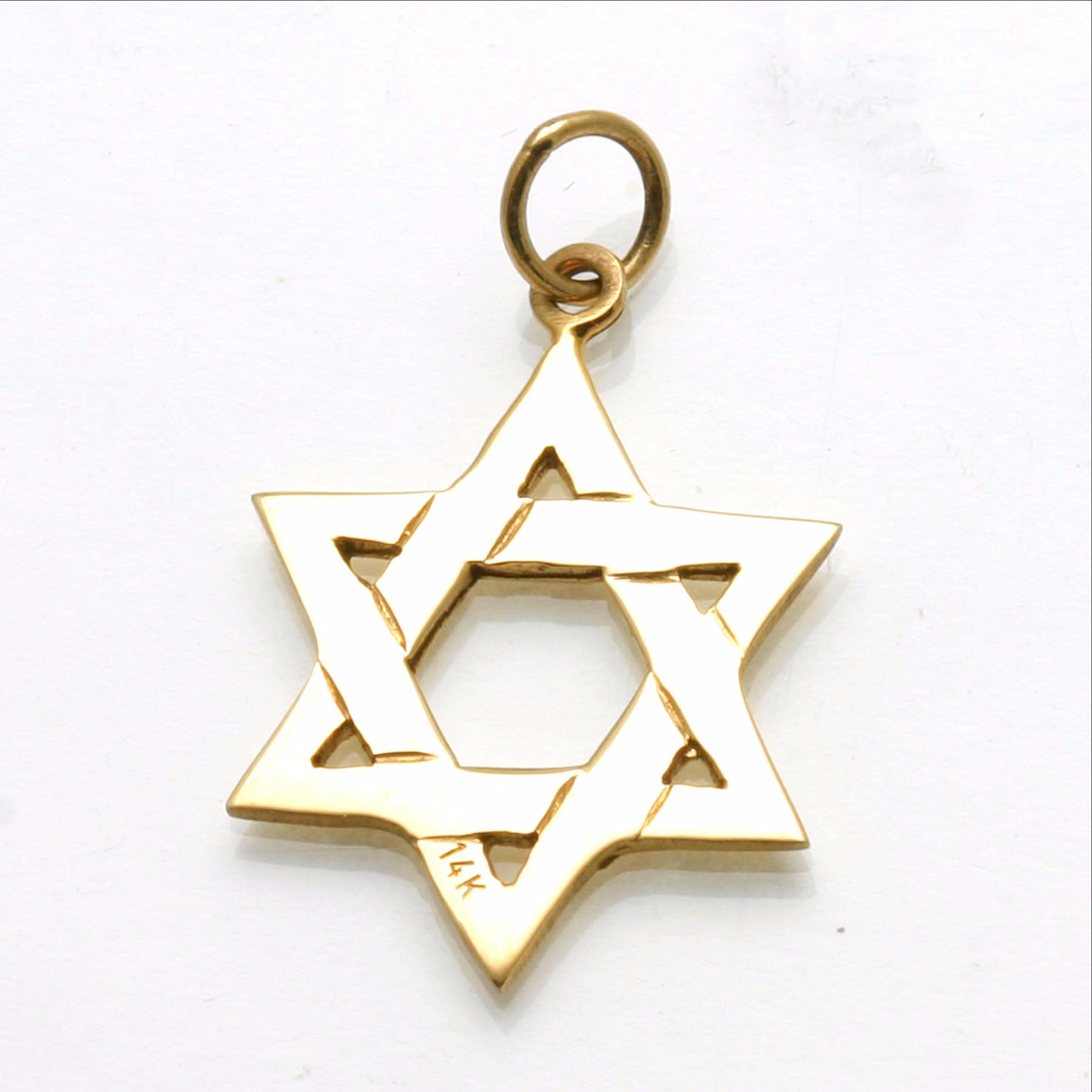 14k Yellow Gold Classic Woven Star of David Pendant Solid - JewelryJudaica