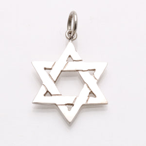 14k White Gold Classic Woven Star of David Pendant Solid - JewelryJudaica