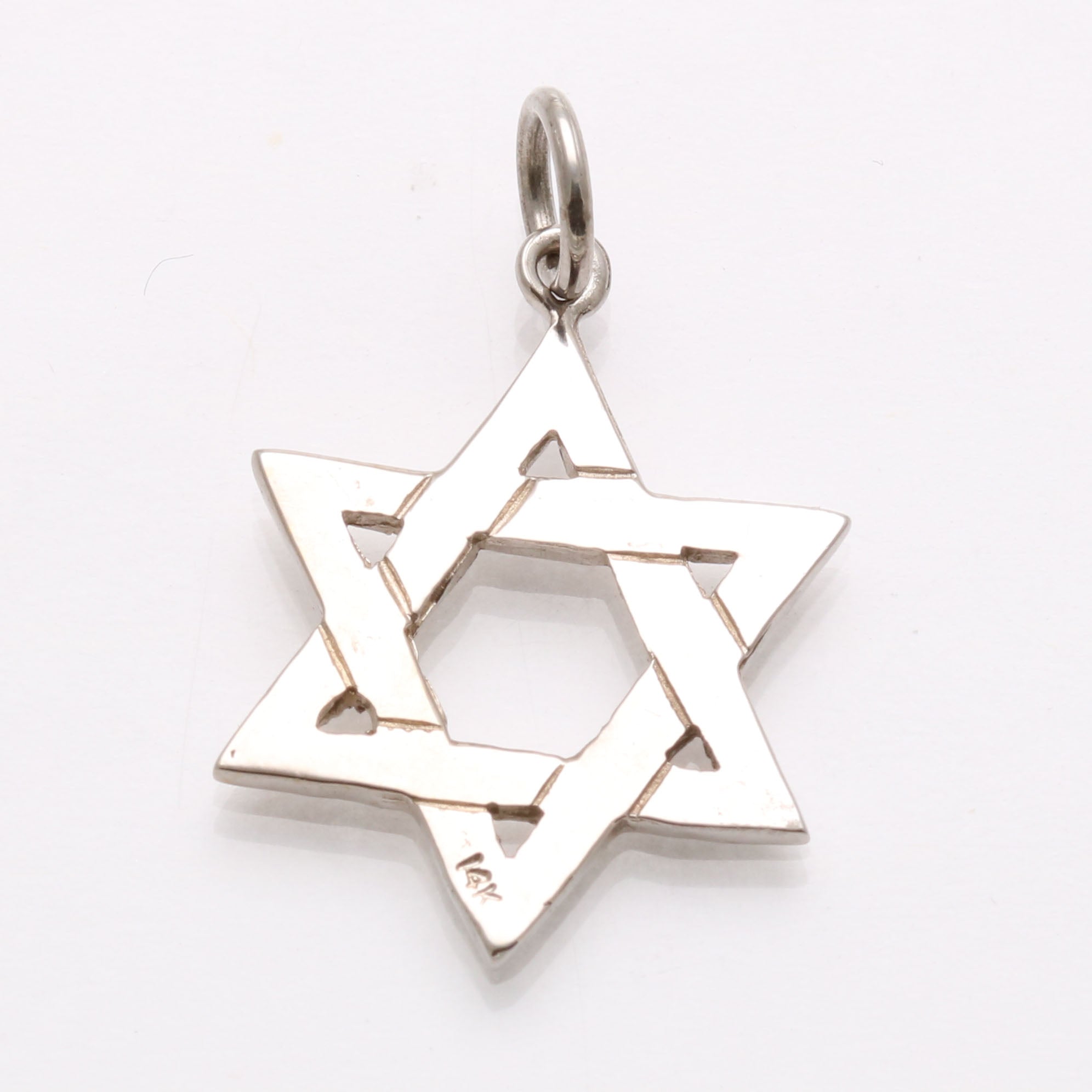 14k White Gold Classic Woven Star of David Pendant Solid - JewelryJudaica