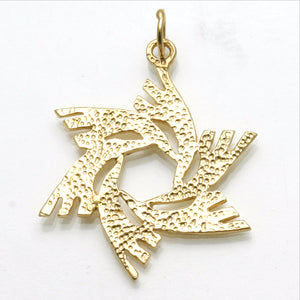 14k Yellow Gold Olive Branch Star of David Pendant Large - JewelryJudaica