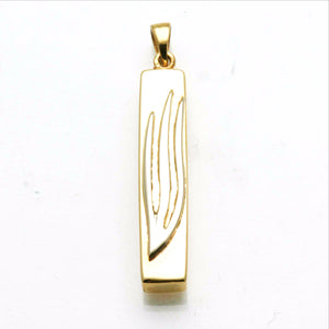 14k Yellow & White Gold Mezuzah Pendant Shin Rectanlge - JewelryJudaica