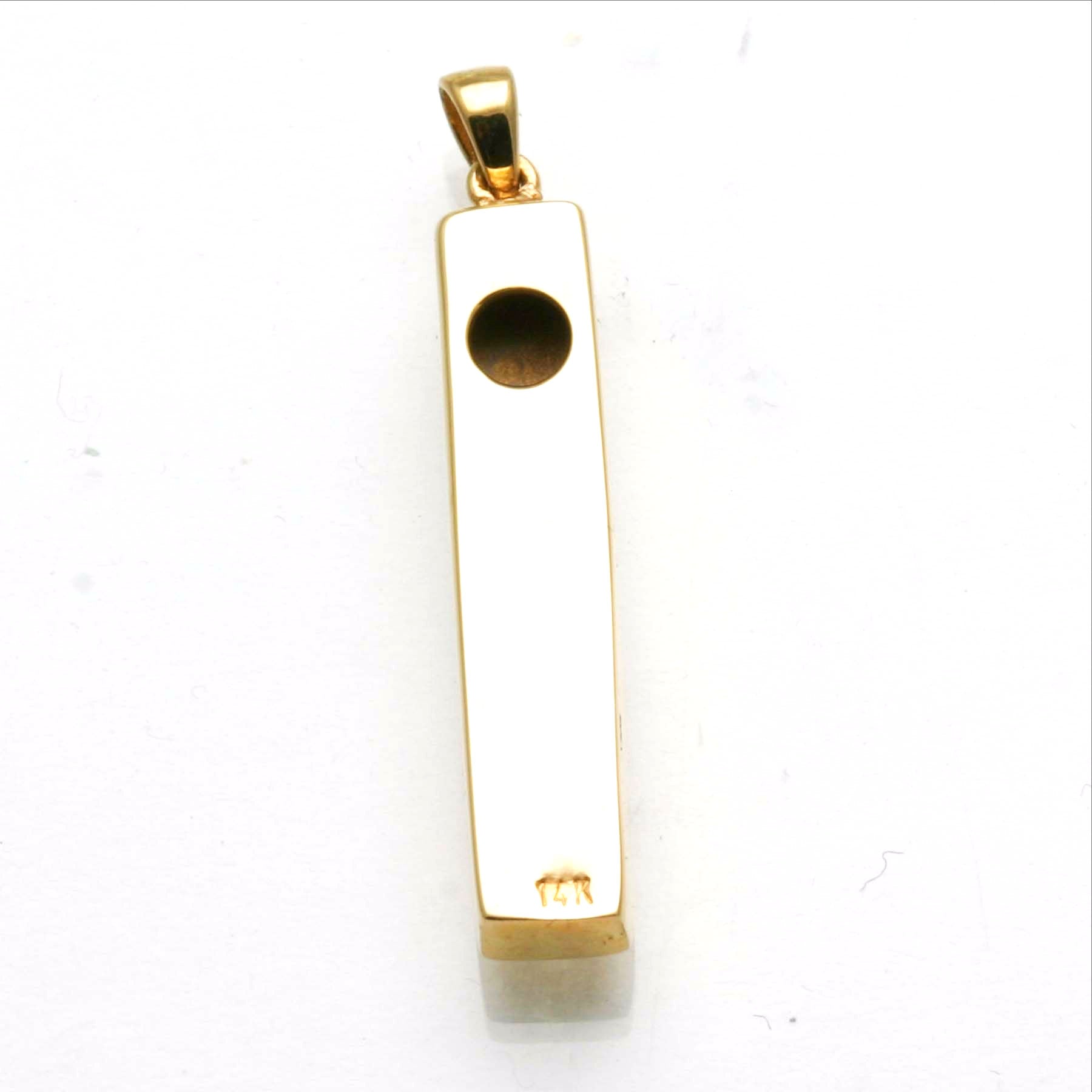 14k Yellow & White Gold Mezuzah Pendant Shin Rectanlge - JewelryJudaica