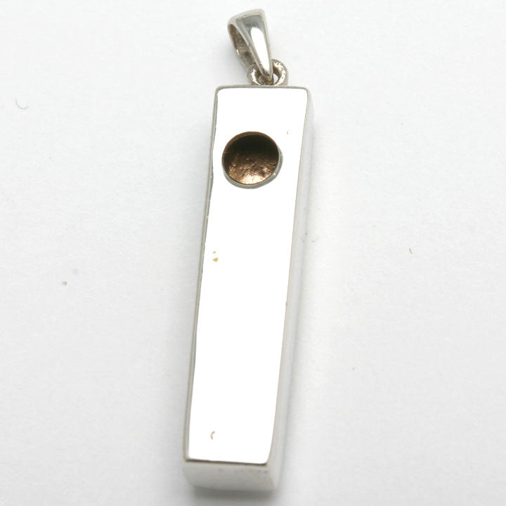 14k White Gold Mezuzah Pendant Shin Modern - JewelryJudaica