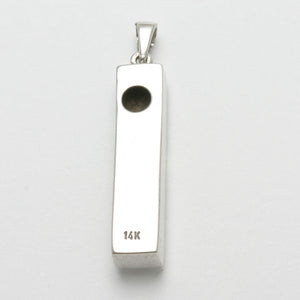 14k White Gold Mezuzah Pendant Modern Shin - JewelryJudaica