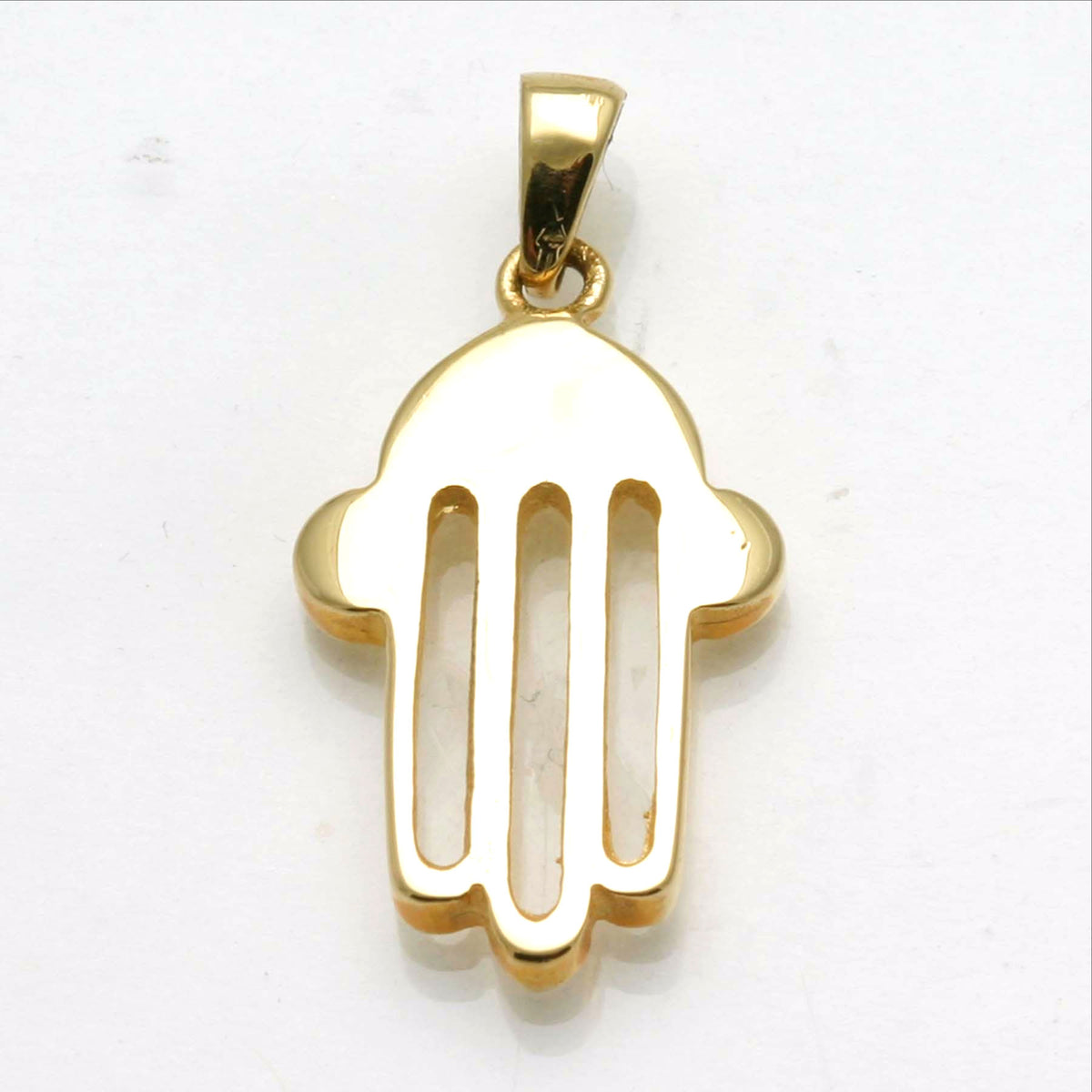 14k yellow gold Modern Hamsa Hand Pendant - JewelryJudaica