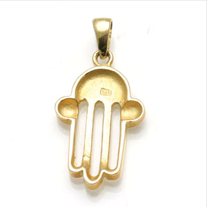 14k yellow gold Modern Hamsa Hand Pendant - JewelryJudaica