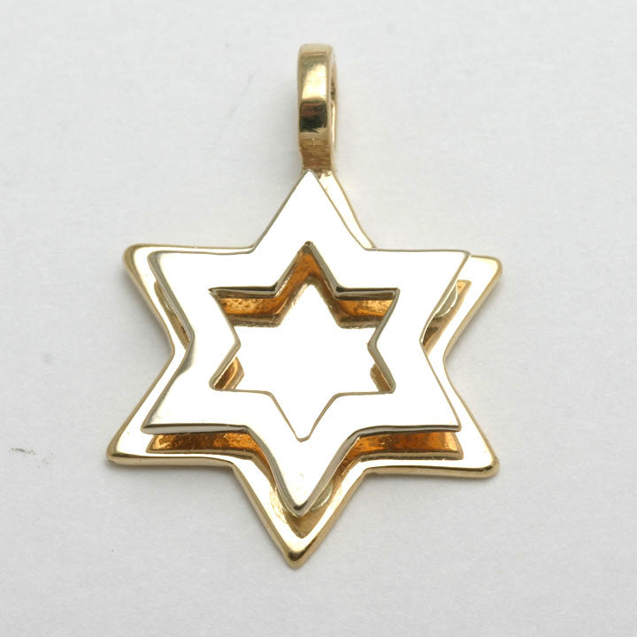 14k Yellow & White Star of David Pendant - JewelryJudaica