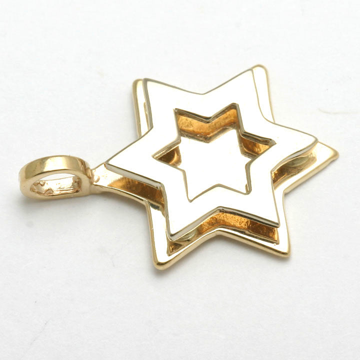 14k Yellow & White Star of David Pendant - JewelryJudaica