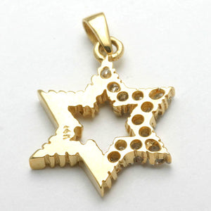 14k Yellow Gold Diamond Jewish Star of David Pendant 1/4 carat - JewelryJudaica
