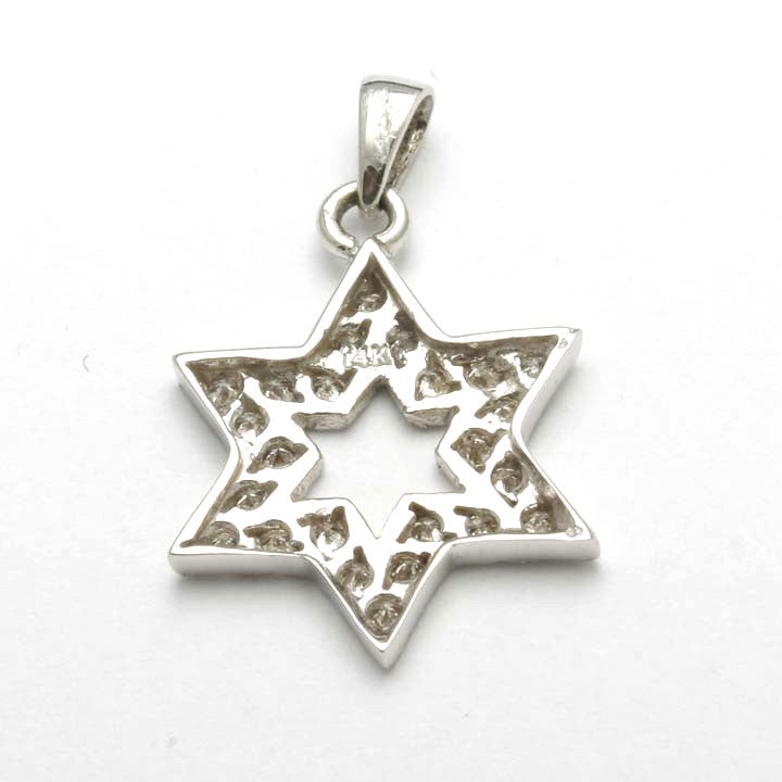 14k White Gold Diamond Jewish Star of David Pendant 0.40 carats - JewelryJudaica
