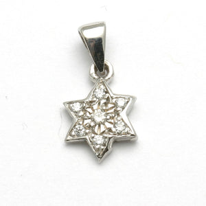 14k White Gold Diamond Star of David Pendant Small Pave - JewelryJudaica