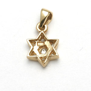 14k Yellow Gold Diamond Star of David Pendant Small Pave - JewelryJudaica