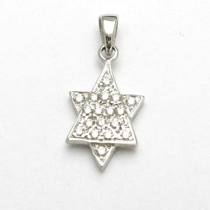 14k White Gold Diamond Star of David Pave 1/3 Carat Small - JewelryJudaica