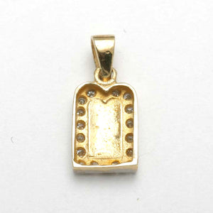 14k Yellow & White Gold Diamond 10 commandments Small - JewelryJudaica