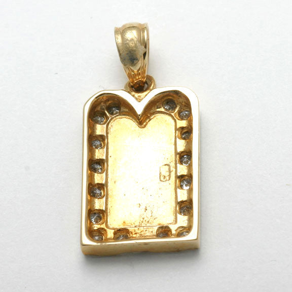 14k Yellow gold Diamond 10 Commandments Pendant 0.20 carats - JewelryJudaica
