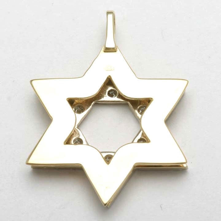 14k Yellow & White Gold Diamond Star of David Pendant 1/2 carat - JewelryJudaica