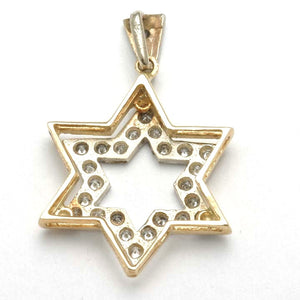 14k Yellow & White Gold Diamond Star of David Pendant - JewelryJudaica