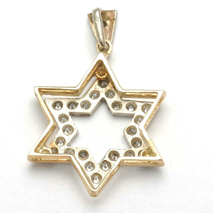 14k Yellow & White Gold Diamond Star of David Pendant - JewelryJudaica