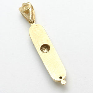 14k Yellow & White Gold Diamond Mezuzah Pendant 1/2 carat - JewelryJudaica