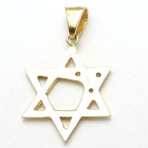 14k Yellow gold Modern Jewish Star of David Diamond Pendant Large - JewelryJudaica