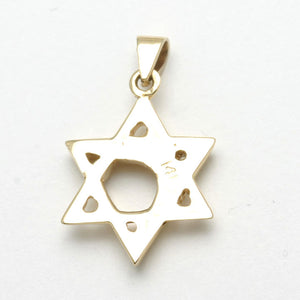 14k Yellow Gold Jewish Star of David Pendant Diamond Small Modern - JewelryJudaica