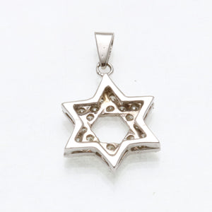 14k White Gold Diamond Jewish Star of David Pendant 0.32 carats - JewelryJudaica