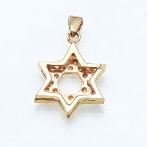 14k Yellow Gold Diamond Jewish Star of David Pendant 0.32 carats - JewelryJudaica