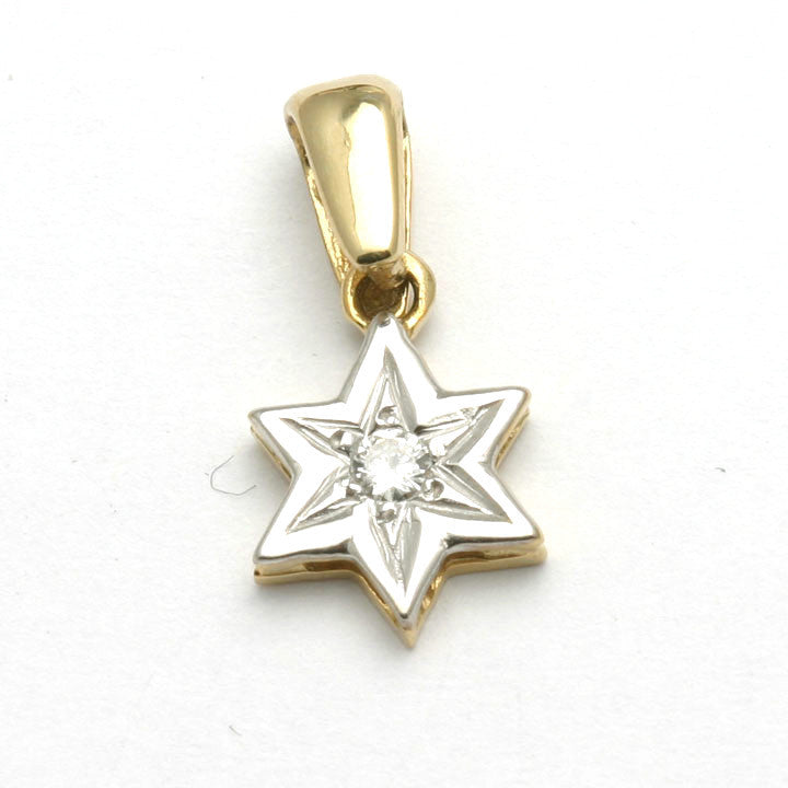 14k Yellow & White Gold Diamond Star of David Starburst - JewelryJudaica