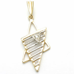14k Yellow and White Gold Diamond Jewish Star of David Pendant Modern - JewelryJudaica