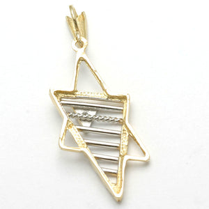 14k Yellow and White Gold Diamond Jewish Star of David Pendant Modern - JewelryJudaica