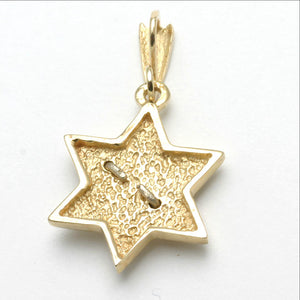 14k Yellow White gold Diamond Jewish Star of David Dove Pendant - JewelryJudaica