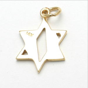 14k Yellow gold Diamond Jewish Star of David Pendant - JewelryJudaica