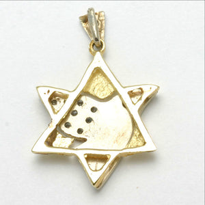 14k Yellow & White Gold Diamond Star of David Dove Pendant 1/3 Carat - JewelryJudaica