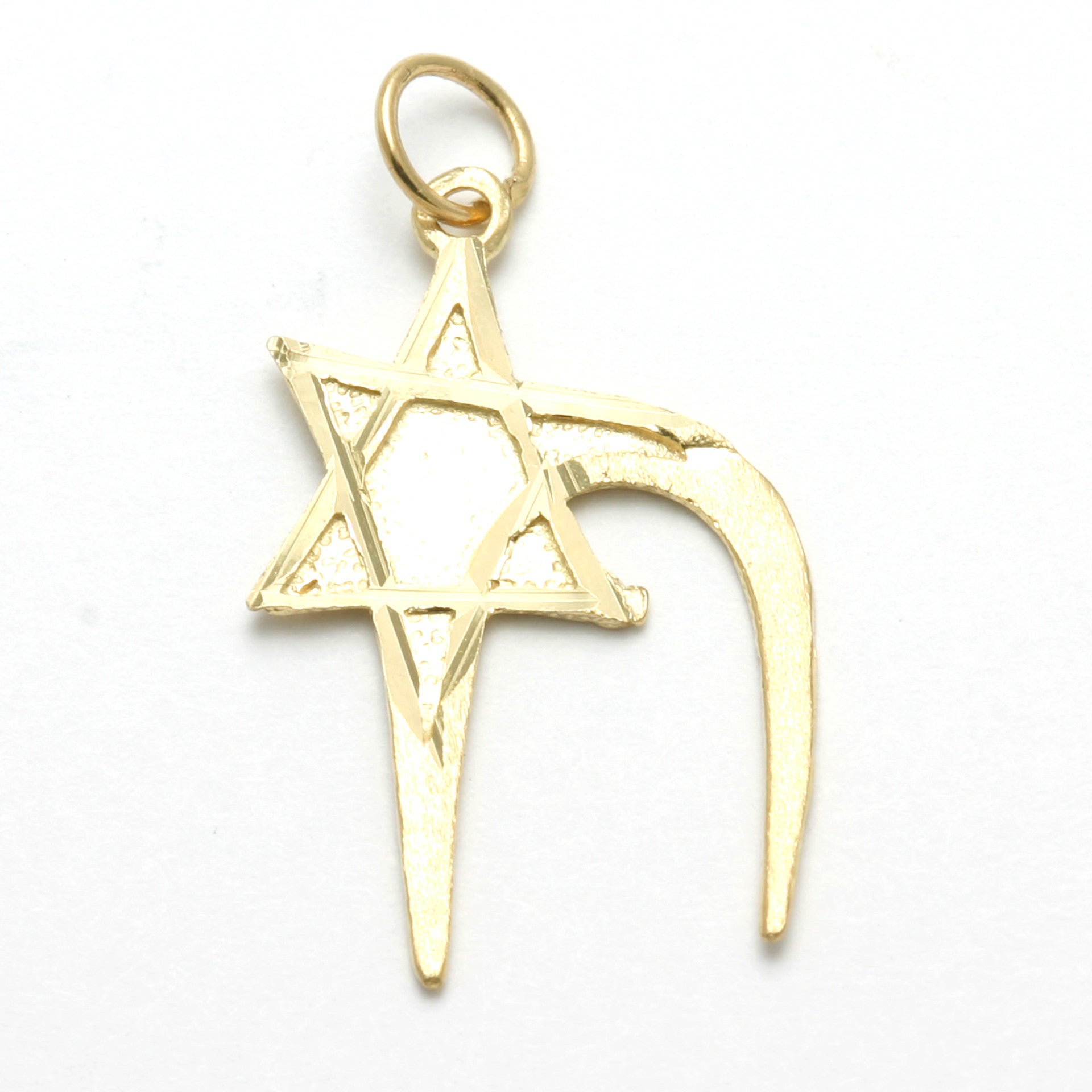 14k Yellow Gold Chai Star of David Pendant - JewelryJudaica