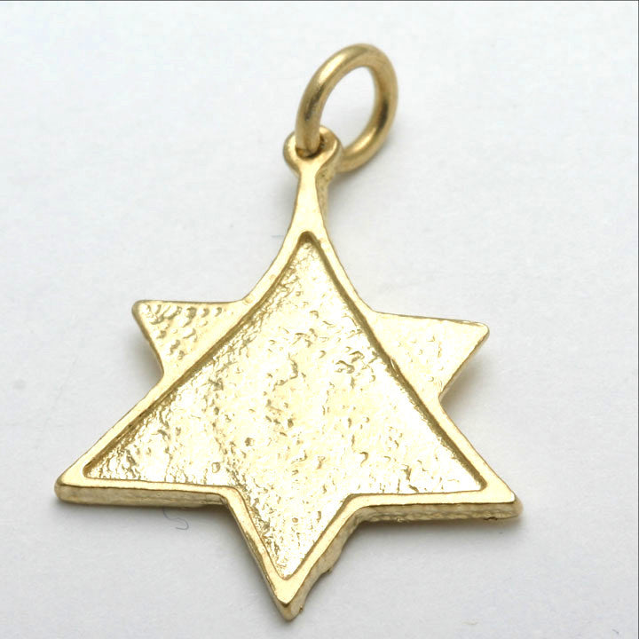 14k Yellow gold Jewish Star of David Pendant Shalom - JewelryJudaica