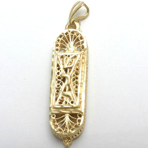 14k Yellow gold Filigree Mezuzah Shadai Large - JewelryJudaica
