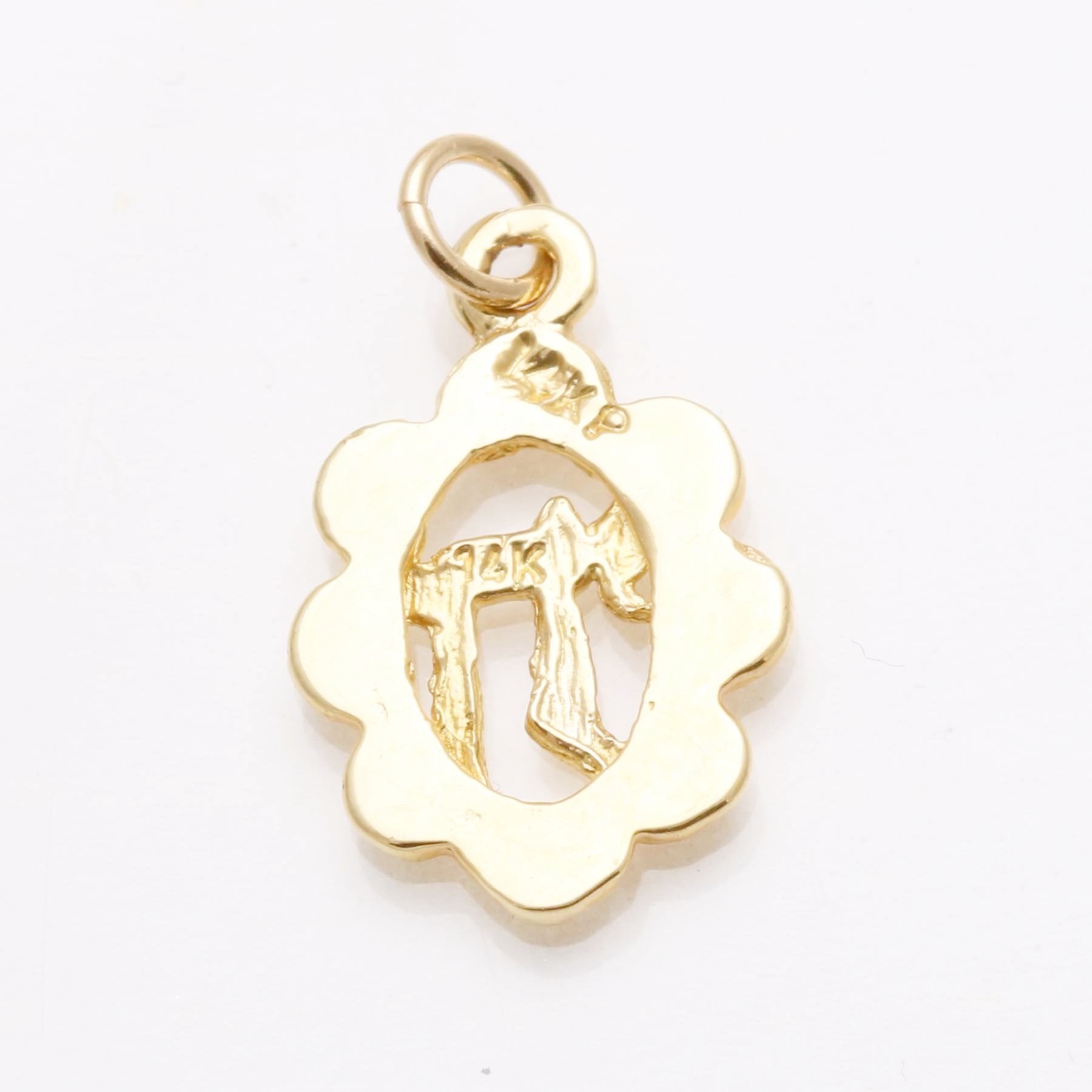 14k Yellow Gold Chai Flower Pendant - JewelryJudaica