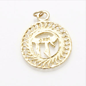 14k Yellow Gold Chai Encircled Filigree Pendant - JewelryJudaica