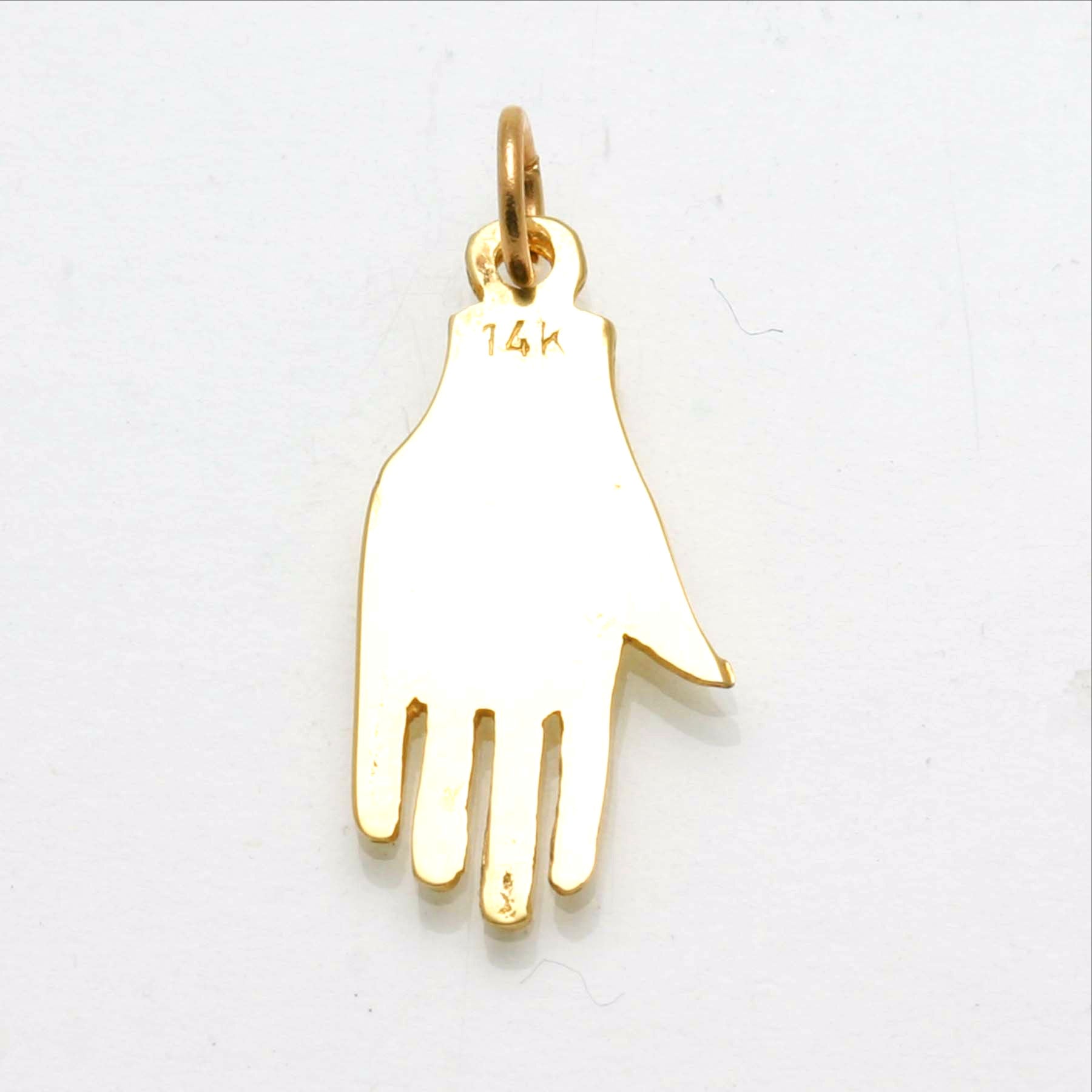 14k Yellow Gold Hamsa Chai Pendant Small - JewelryJudaica