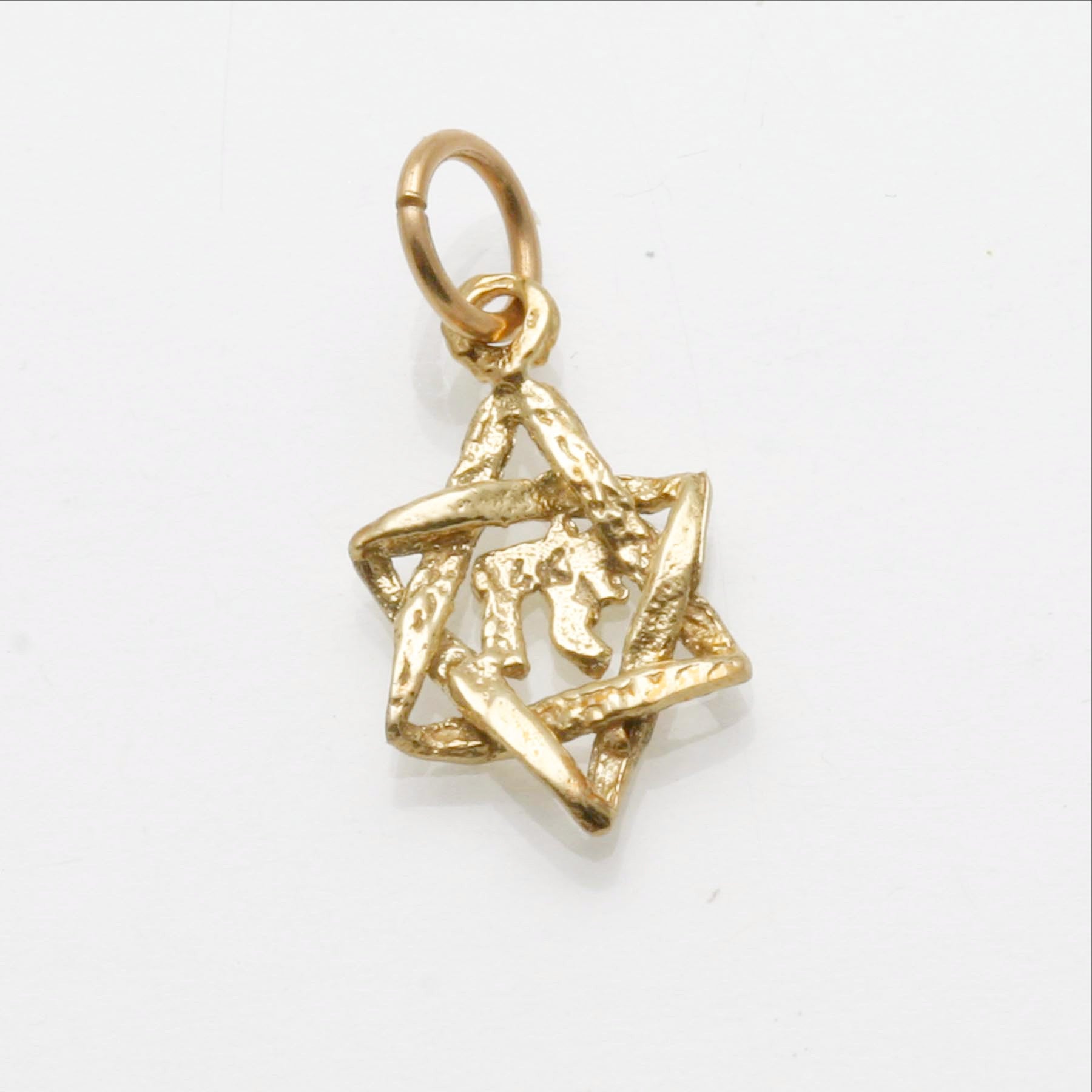 14k Yellow Gold Star of David Chai Pendant Small - JewelryJudaica