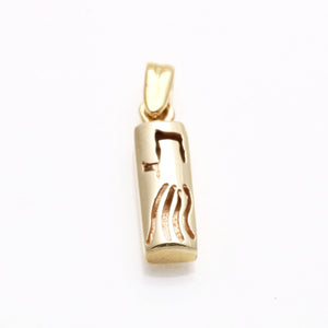 14k yellow gold Mezuzah Chai Pendant Small - JewelryJudaica