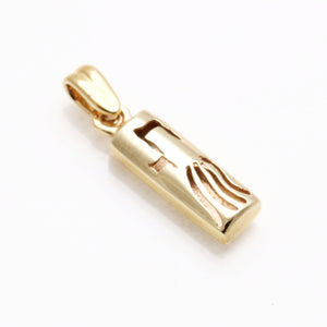 14k yellow gold Mezuzah Chai Pendant Small - JewelryJudaica